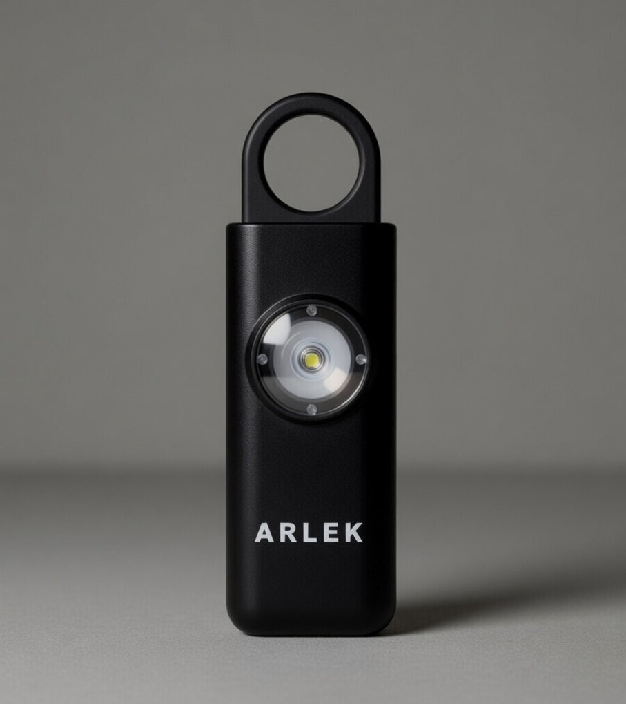 ARLEK Black Edition personal safety alarm device with 130dB siren and LED light
