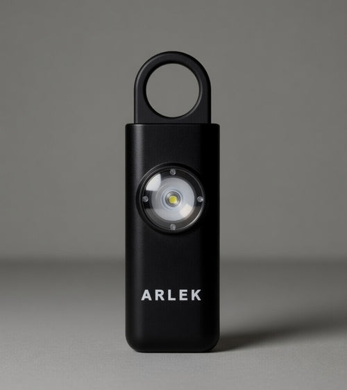 ARLEK Black Edition personal safety alarm device with 130dB siren and LED light